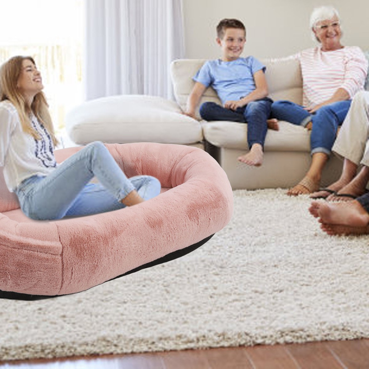 100 70 30) Washable Human Dog Bed Detachable Storage Pocket