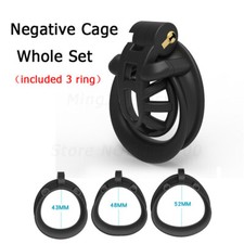 Positive/Negative Male Chastity Cage Device 3D Cobra Double-Arc Ring Set US