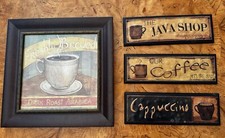 Coffee Bar Wall Decor Framed Cafe Sign Kitchen Coffee Lover Art