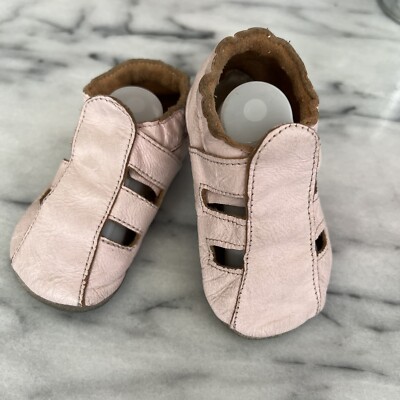 Ministar Baby Infant Crib Shoes Size M 6-12M Pink Leather Vented