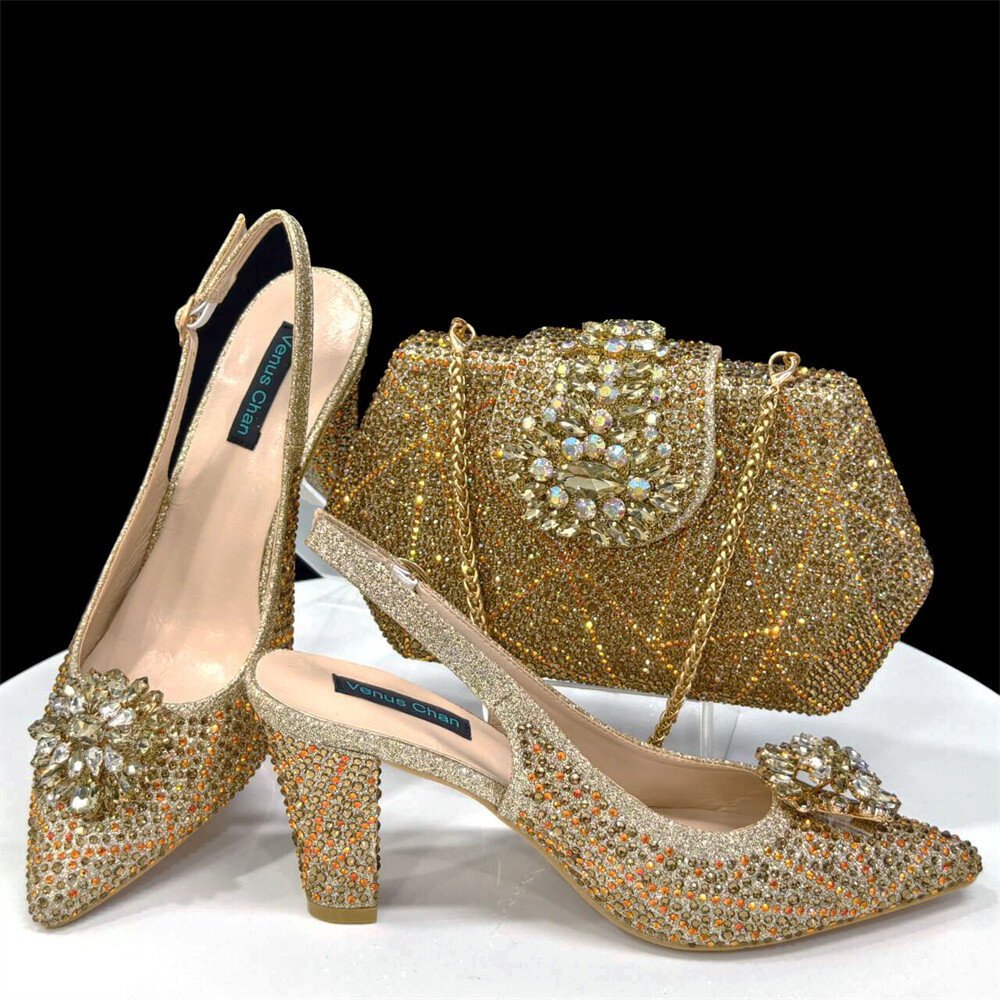 Women New Design Italian Rhinestone Matching Sandals 7.5 CM  display picture 1