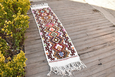 Turkish Rug 1'x6' Oriental Cicim Runner Corridor Hallway Stairs Kilim 55x188cm