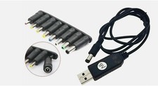 USB 5V to 9V Boost Step Up Power Supply Cable With 8 Adapter Tips