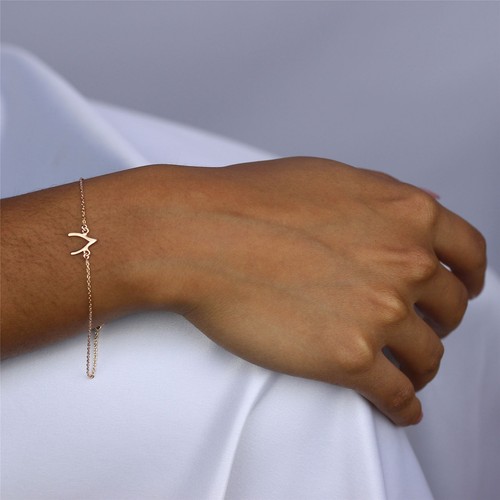 Rose Gold Plated Sterling Silver Wishbone 7 Inch Bracelet Animal - Picture 2 of 3