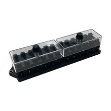 12 Way ATO / ATC Blade Fuse Block Panel .250 1/4" Tab with Clear Cover - UK Made