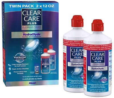 Clear Care Plus HydraGlyde Cleaning and Disinfecting Solution -12 fl oz (2 Pack)