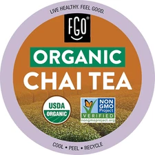 Organic Chai Black Tea K-Cup Pods for Keurig, 24 Count (Pack of 1), Premium Blac