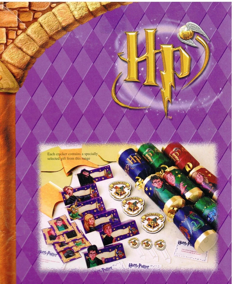Galletas navideñas Harry Potter con insignias * RARAS * VINTAGE Caja sellada de 6 fiestas Foto 3 de 4