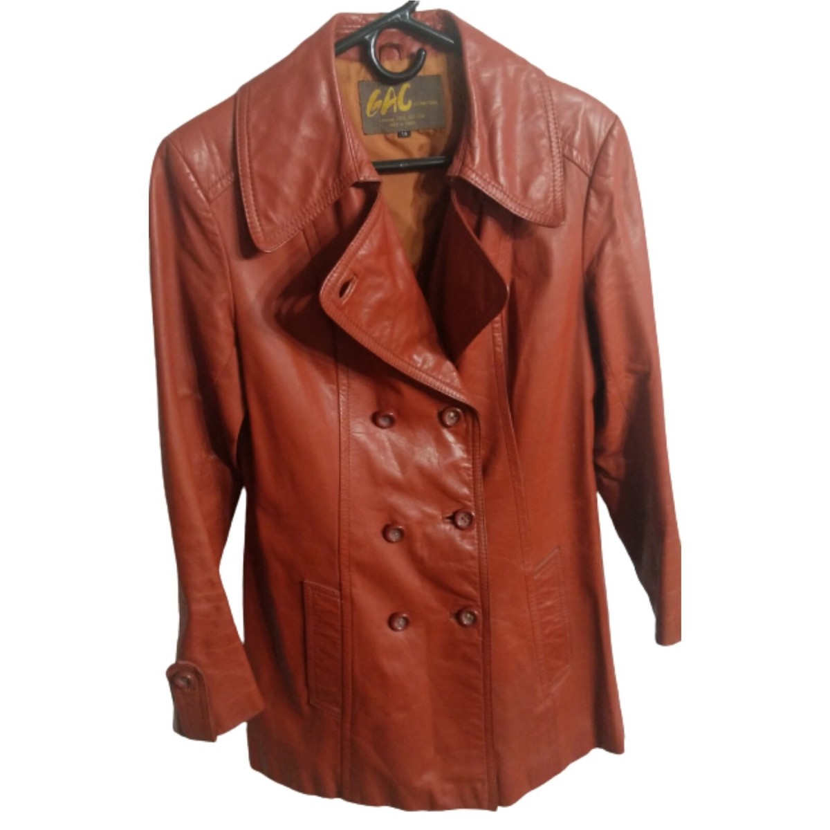 Y2K Leather Jacket Womens SZ 14 Double Breast Lined Collar SOLD