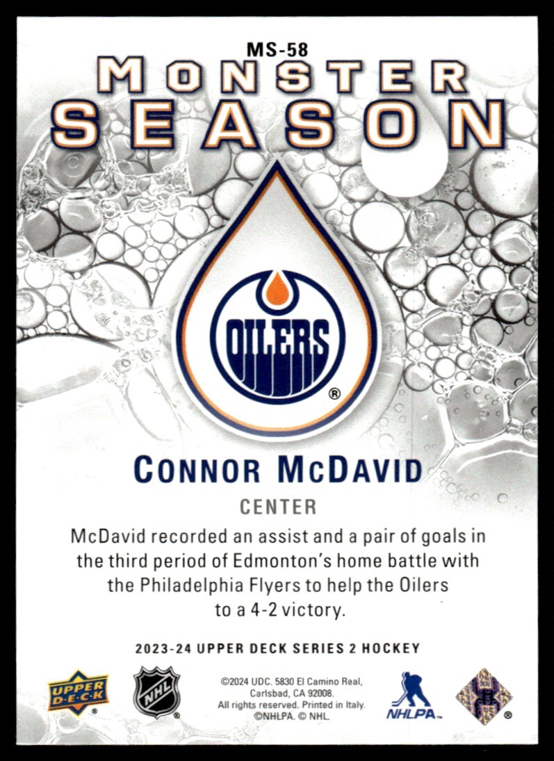UPPER DECK NHLカード SERIES TWO CONNOR McDAVID OILERS #P-100 送料無料 中古 IT1 CONNOR McDAVID 2023-24 UPPER DECK SERIES 2 BLUE DAZZLERS SP