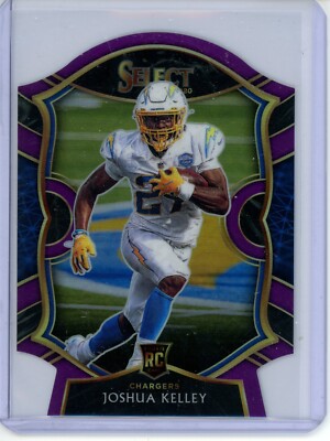 2020 Panini Select - #79 Joshua Kelley (RC) Purple Prizm Die-Cut LA Chargers