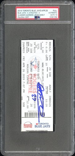 Vladimir Guerrero Jr Autographed Signed MLB Debut Ticket Blue Jays 4/26 PSA 10