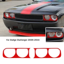 Red Front L&R Headlight Trim Cover Bezels for 09-14 Dodge Challenger Accessories