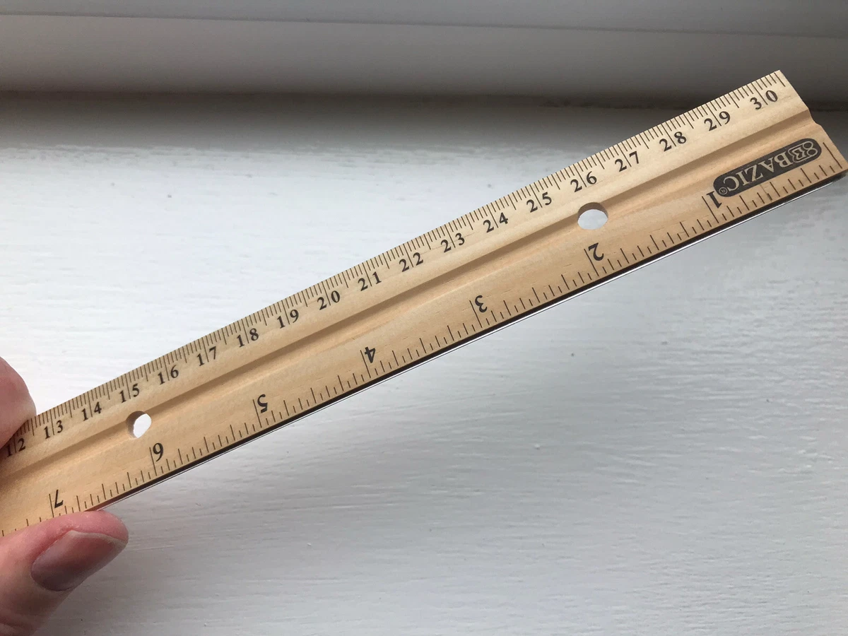 Premium Quality Metal Edge Wooden Ruler 30cm 12 Inch Imperial And Metric