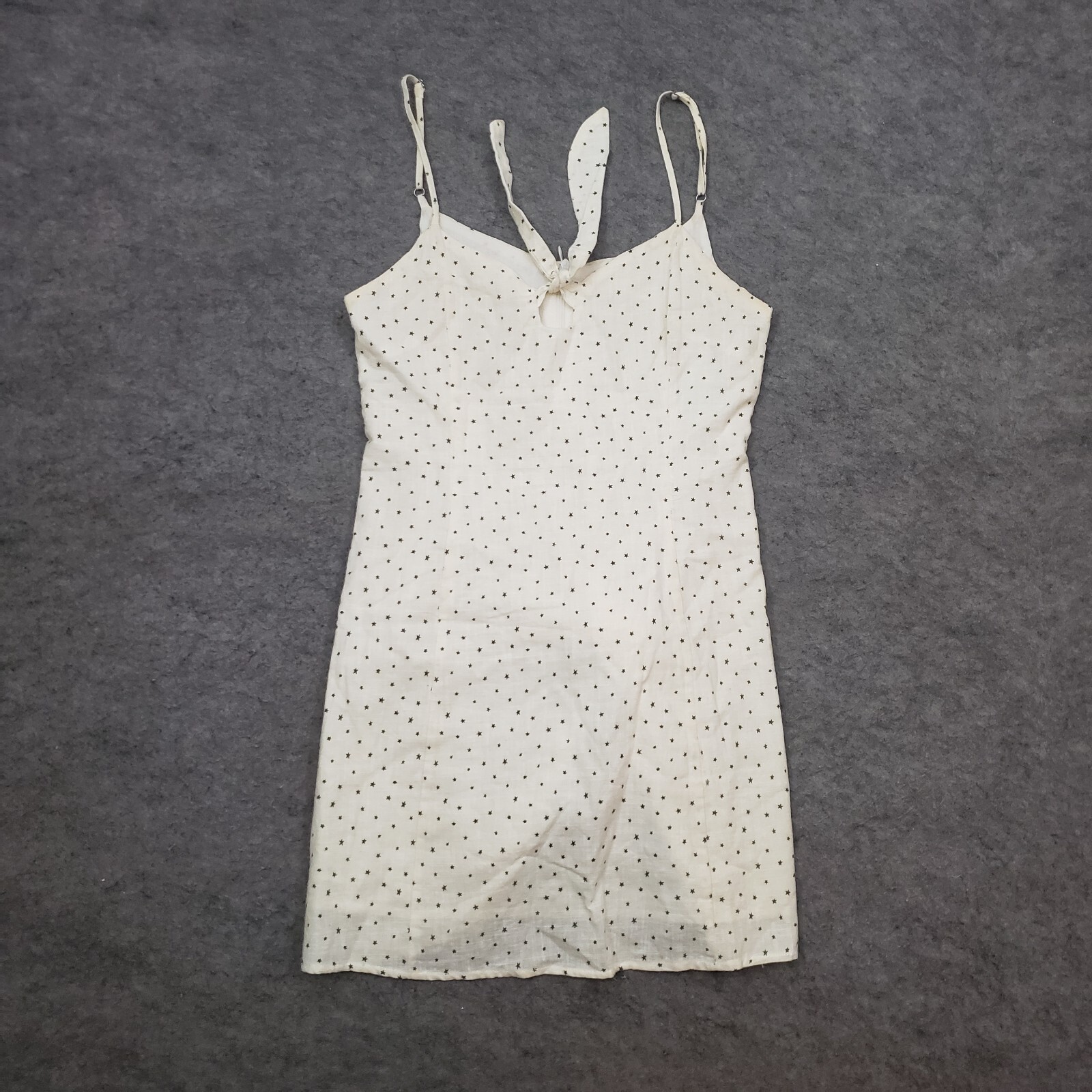 Etophe Studios Dress Womens S Small Off White Tank Mini Short Tie Stars Casual