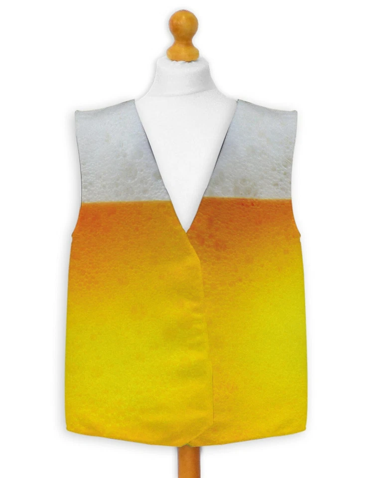 Gilet De Costume Fantaisie Avec Design De Label De Bière Jaune - 4 Tailles - Photo 2/4