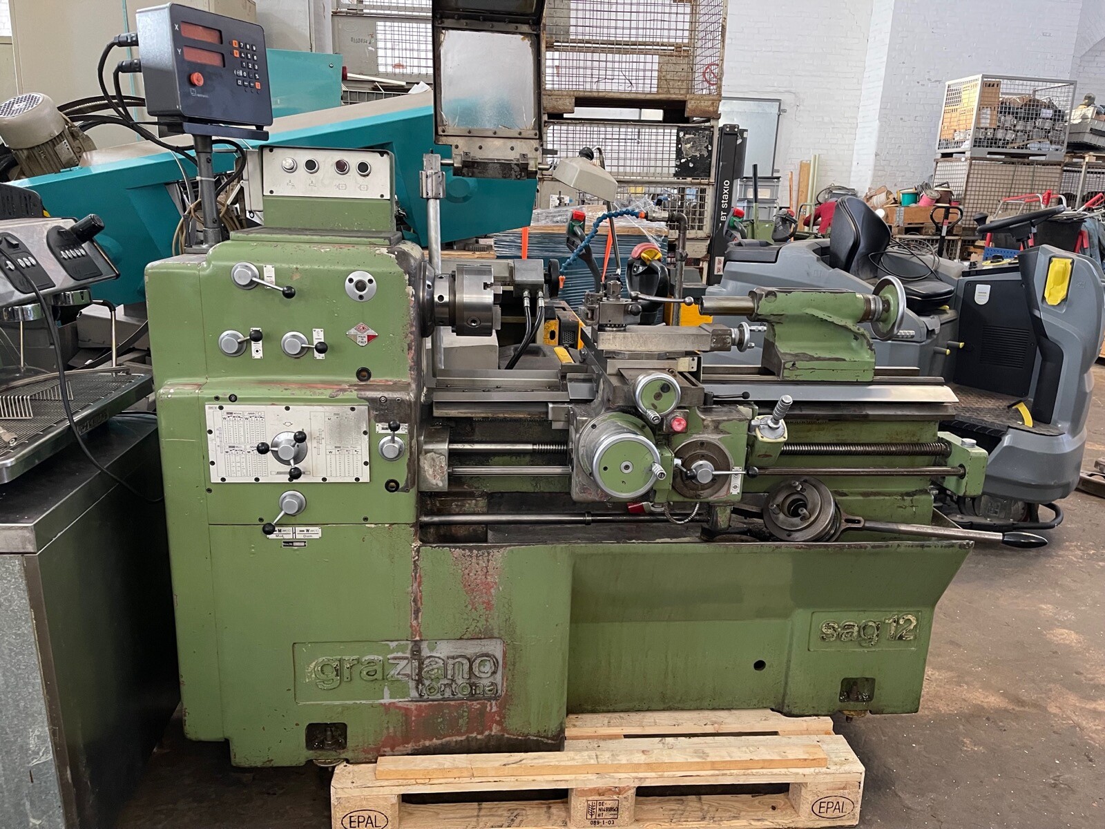 Drehmaschine Graziano SAG 12 Leit-Zugspindel 800mm 440mm 4kW Gewinde Italy