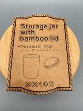 Bambus-Vorratsdose mit Holzdeckel-Keramik-Grau-Vorratsbehälter-10x11cm