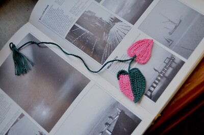 Handmade crochet bookmark houseplant pink princess philodendron book lovers  gift | eBay