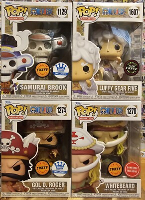 One Piece Chase Bundle Samurai Brook, Gold D. Roger, Luffy, Whitebeard Funko Pop