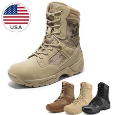 Men's Military Tactical Work Boots Breathable Motorcycle Combat Shoes US Size