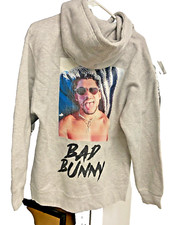Bad Bunny Authentic Hoodie Pullover Light Gray Color Unisex Size L
