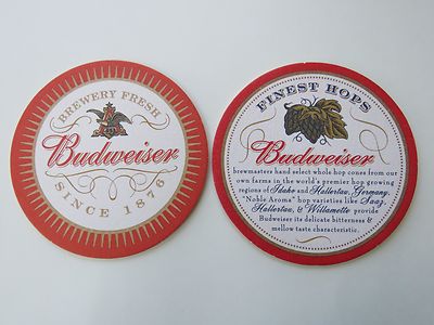 Beer Coaster ~ Budweiser Finest Hops ~ Brewmasters Hand Select Whole Hop Cones