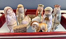   Hand-Painted Nativity Set 8 Pieces Sweet Ceramic Figures with Vintage Vibes