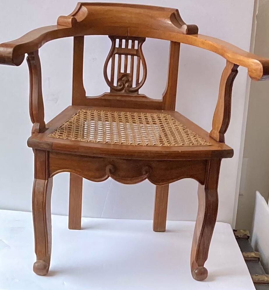 Vintage Small Oak Armchair, Child's with cane seat Sturdy and Strong