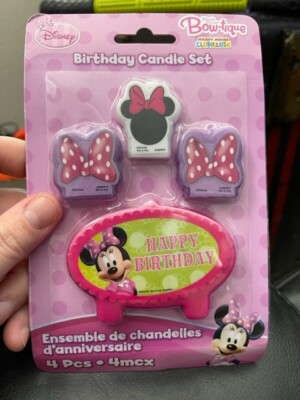 Disney Minnie Mouse Bow-tique Birthday Candle Set 4 Pcs Party Favors New!!!
