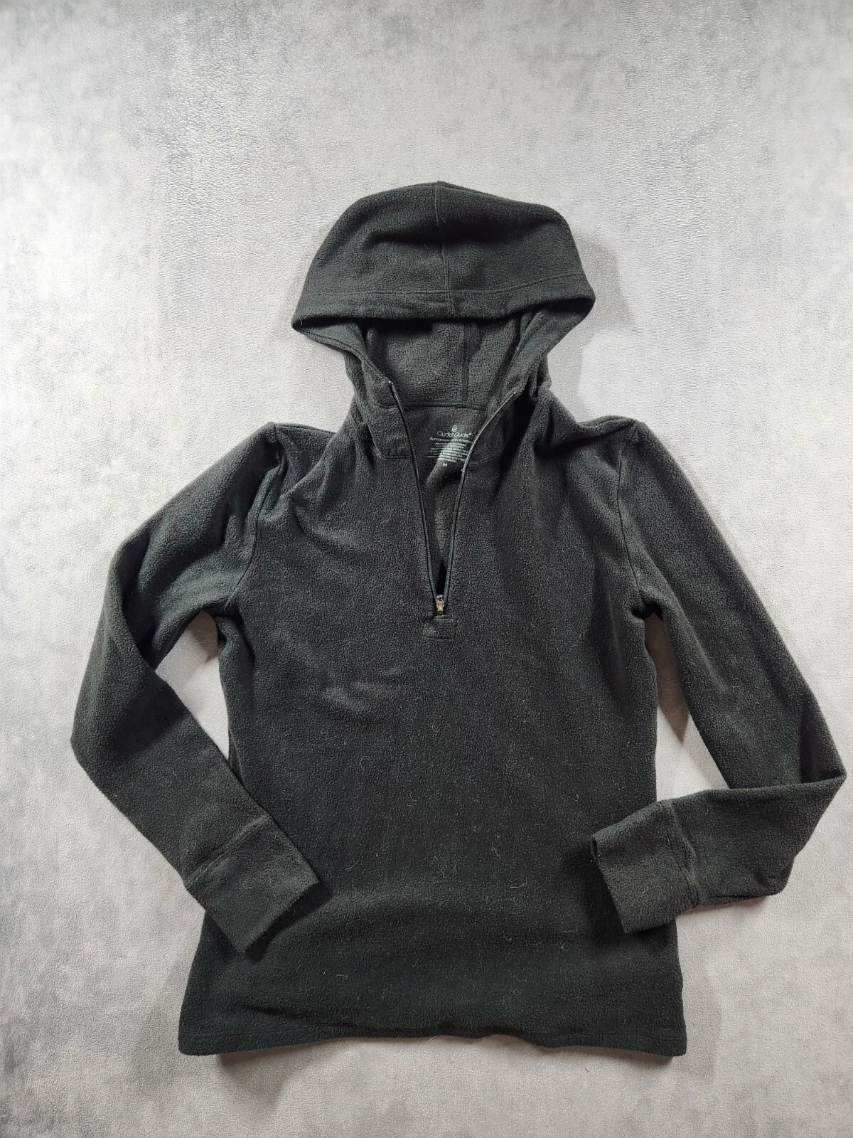 Cuddl Duds Hoodie Women's Medium Gray Fleece Stretch 1/4 Zip Sweater Cozy Preppy