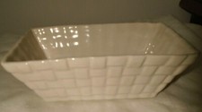 Small Ceramic Lattice Weave White Planter 2-1/2" High 6-1/2" Across Made in USA