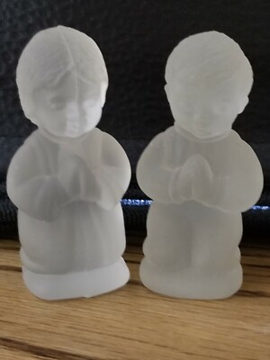 Vintage Goebel Frost Glass Praying Girl and boy Charlottenhutte