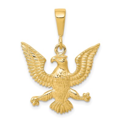 10K Yellow Gold Solid Polished Spread Eagle Pendant
