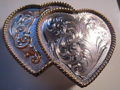 MONTANA SILVERSMITH'S STERLING SILVER PLATED DOUBLE HEART MONTANA SILVERSMITH'S STERLING SILVER PLATED DOUBLE HEART