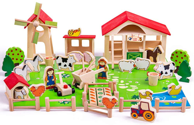 wooden farmyard animals