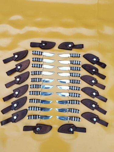 Lot of 20 HANDMADE CARBON STEEL SKINNER HUNTING KNIVES 8inch with leather sheath - Picture 4 of 11