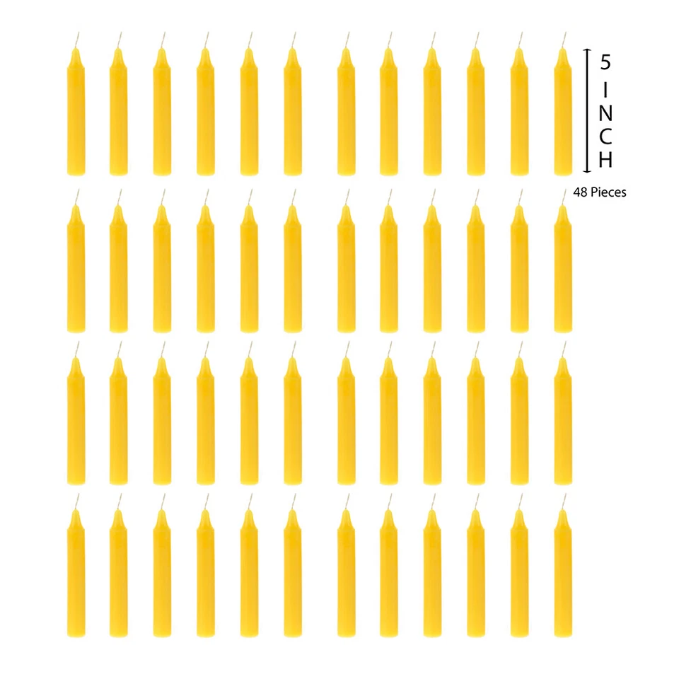 Mega Candles - 5" Citronella Scented Straight Taper Candles - Yellow, Set of 48 - Image 2 of 3