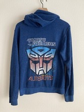Transformers Autobots The Ride-3D Zip Hoodie Sweatshirt sz S Distressed Blue