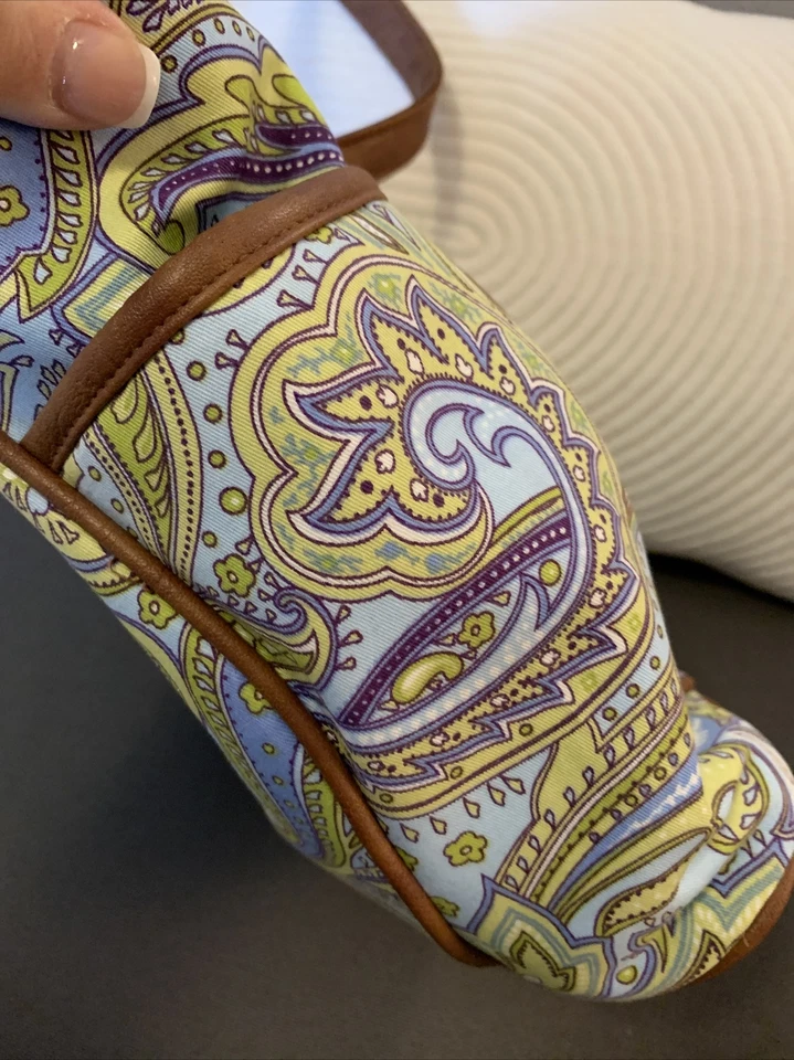 :Bolso/cartera de hombro pequeño Longaberger. Estampado de cachemira azul y verde Foto 3 de 4