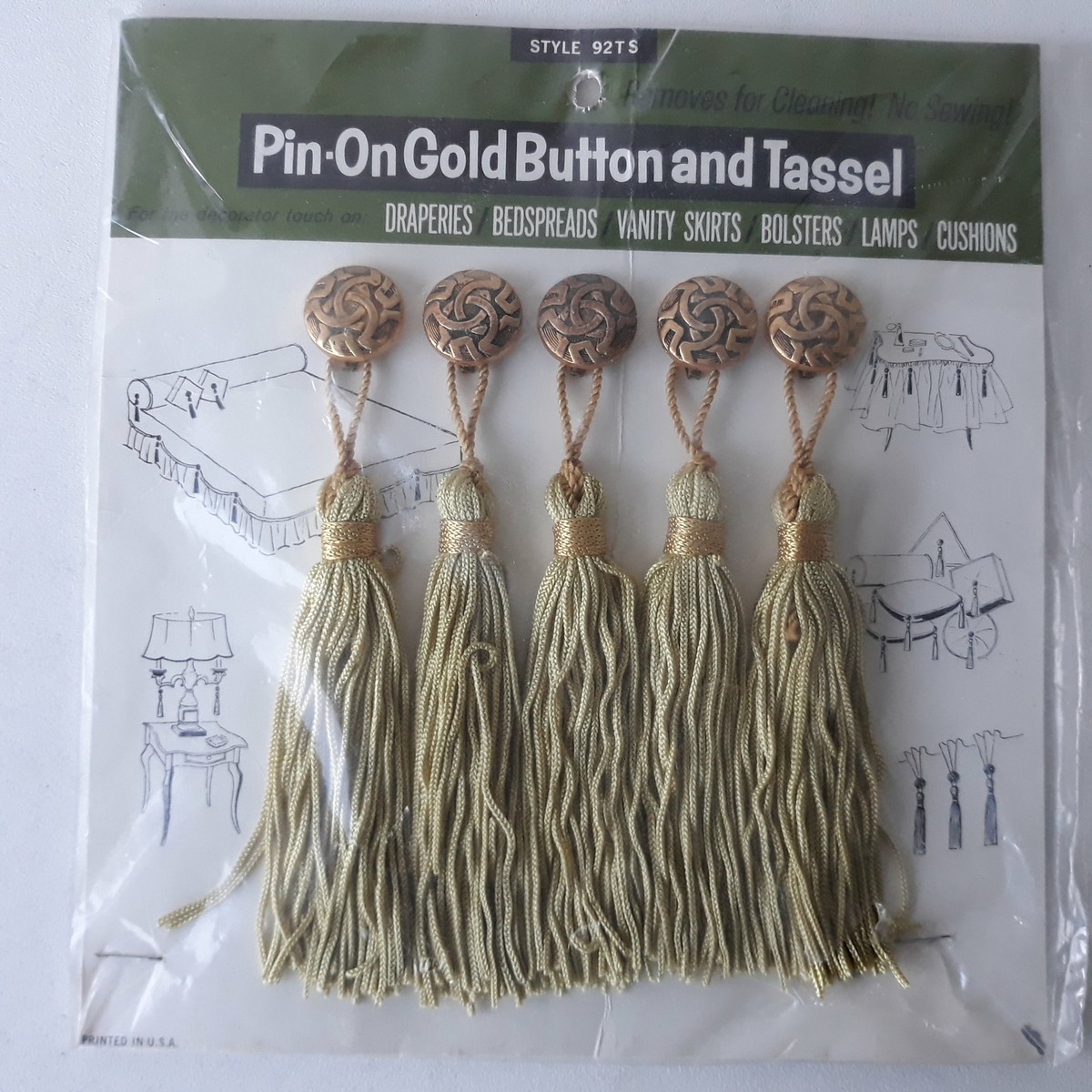 Pin-On Gold Button And Tassel Style 92TS 5-Pieces 92TS | eBay