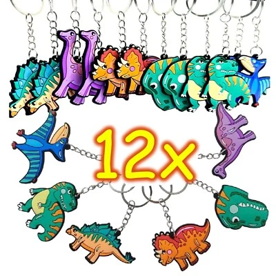 12 SCHLÜSSELANHÄNGER DINOSAURIER - Dinos T-Rex Anhänger Kinder Mitgebsel Party