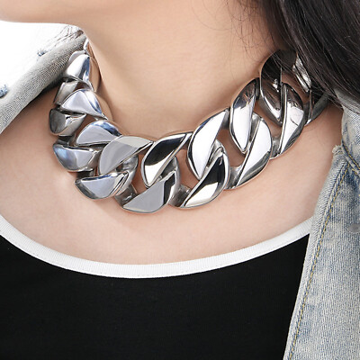 43mm New Super Heavy 316L Stainless Steel Curb Cuban Link Chain Choker  Necklace