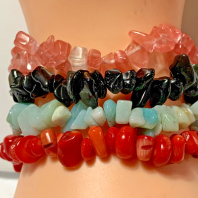 Stone Semi Precious Stretch  Bracelet  Set of 4   B-274