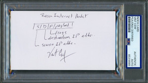 Vint Cerf FATHER OF THE INTERNET SIGNED SKETCH Basic Internet Packet PSA DNA COA