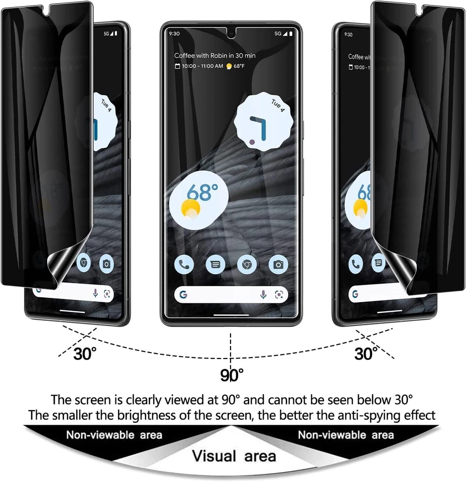 For Google Pixel 10 9A 8A 8 7A 7 9 Pro XL Soft TPU Film Privacy Screen Protector - Image 3 of 4
