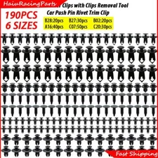 190x Car Retainer Auto Fasteners Push Trims Plastic Clips Pin Rivet Bumper Set