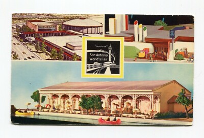 Postcard - Texas San Antonio Worlds Fair HemisFair 1968 3 views Artist Rendering