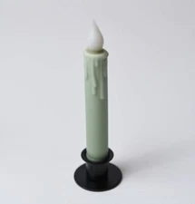Country Primitive Sage Green Led Timer Taper Candle 7" Wax Dipped