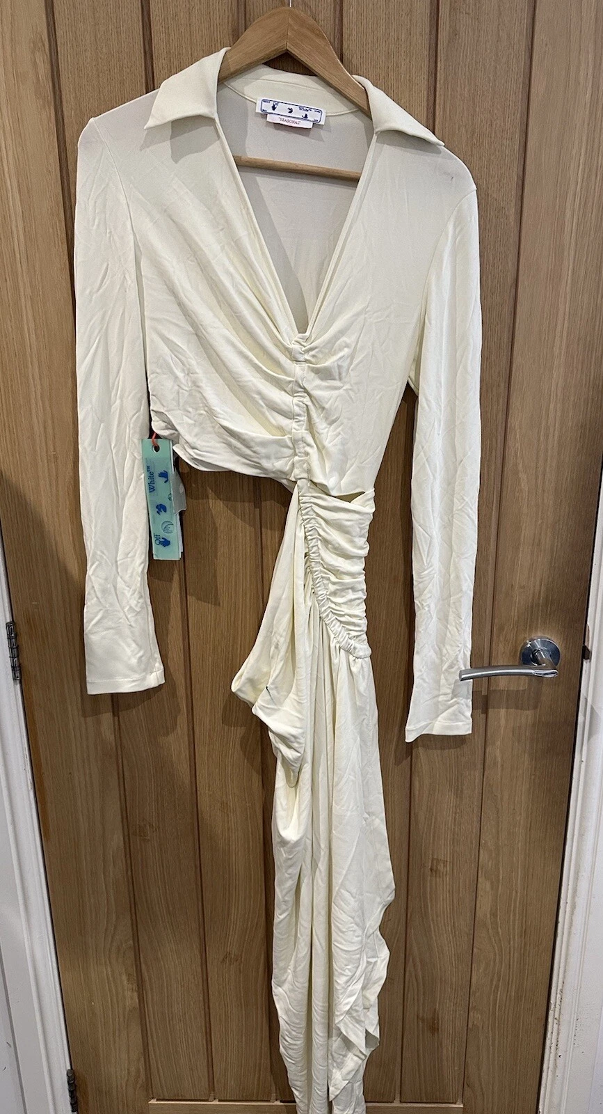 OFF WHITE Abito drappeggiato in crepe OFF WHITE taglia small ORIGINALE PREZZO DI LISTINO £915 #V2